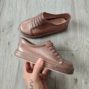 mini melissa hip pastel pink silver glitter jelly slip-on sneakers toddler 11